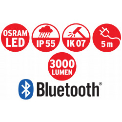 Przenośny naświetlacz LED Bluetooth TORAN 3000 MB z aplikacją do sterowania światłem IP55 3000lm 30W