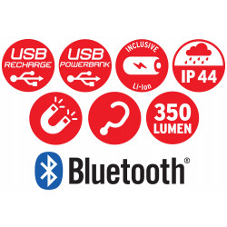 Bateria LED oświetlenie zewnętrzne OLI 310 AB z głośnikiem Bluetooth 350lm IP44 BRENNENSTUHL