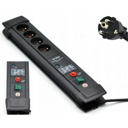 Listwa przepięciowa z 4 gniazdami i ochroną przepięciową do 30.000 A,  kabel 3 m z wyłącznikiem czar
