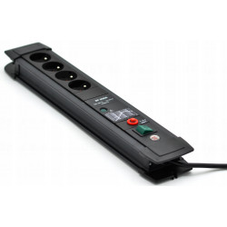 Listwa przepięciowa z 4 gniazdami i ochroną przepięciową do 30.000 A,  kabel 3 m z wyłącznikiem czar