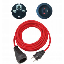 Kabel przedłużający w otulinie z wysokiej jakości tworzywa sztucznego 10m czerwony H05VVF 3G1,5 FR B