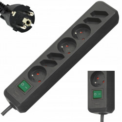 Przedłużacz listwowy "ECOLINE",wyl. dl.1,5m,czarny,3+4 gniazdka,czarny FR BRENNENSTUHL