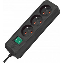 Listwa zasilająca EcoLine z wyłącznikiem 3 gniazda czarny 1,5m H05VVF 3G1,5 FR BRENNENSTUHL