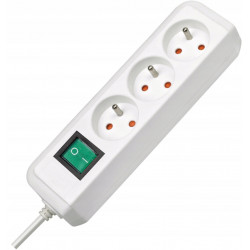 Listwa zasilająca EcoLine z wyłącznikiem 3 gniazda biały 1,5m H05VVF 3G1,5 FR BRENNENSTUHL