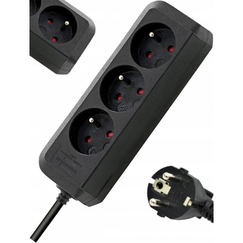 Listwa zasilająca EcoLine 3 gniazda czarny 1,5m H05VVF 3G1,5 FR BRENNENSTUHL