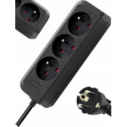 Listwa zasilająca EcoLine 3 gniazda czarny 3m H05VVF 3G1,5 FR BRENNENSTUHL