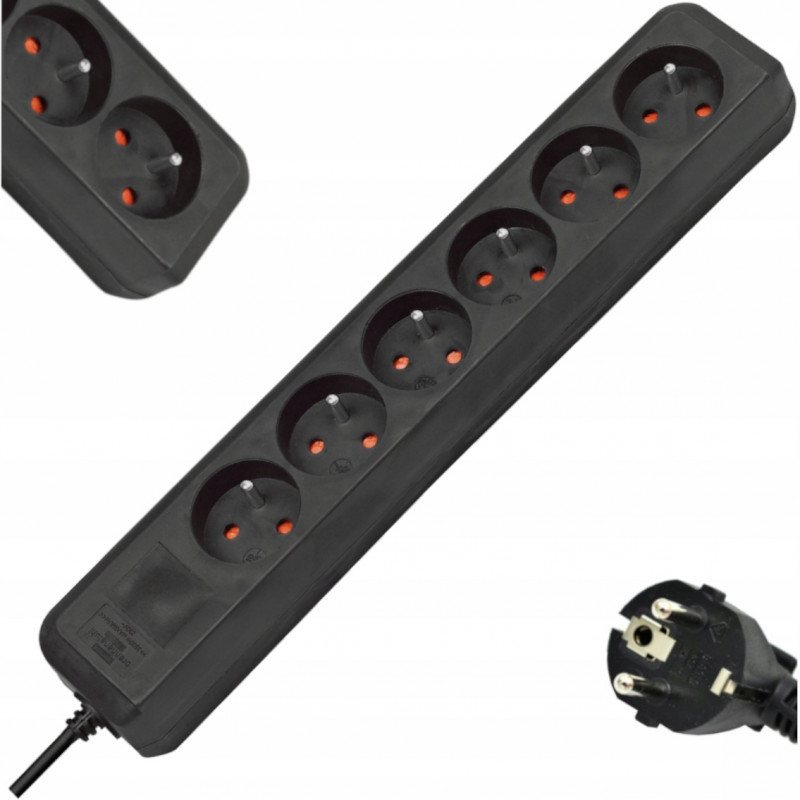 Listwa zasilająca EcoLine 6gniazd czarny 1,5m H05VVF 3G1,5 FR/BE BRENNENSTUHL