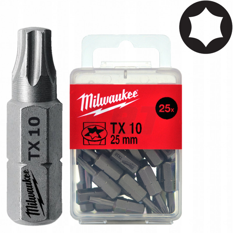 Bit torx TX10 długość 25 mm (25 sztuk) MILWAUKEE