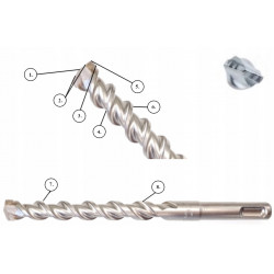 Wiertło udarowe SDS4PLUS dwuostrzowe 16x160mm