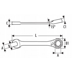 Klucz płaskooczkowy z grzechotką 22 mm EXPERT