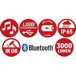 Akumulatorowa lampa RUFUS 3000lm IP65 z głośnikiem BRENNENSTUHL