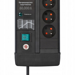 Listwa przepięciowa 8kierunkowa Duo czarna 3 m H05VVF 3G1,5 PremiumLine 60.000A BRENNENSTUHL