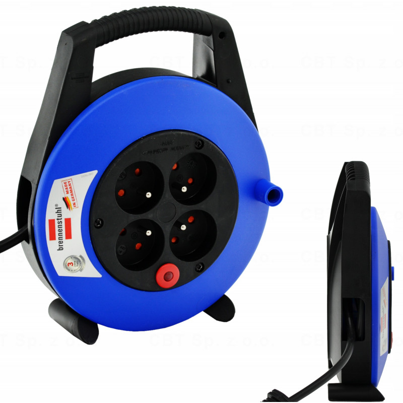 Kompaktowy przedłużacz zwijany VarioLine Box 4 gniazda czarny/niebieski/jasnoszary 5m H05VVF