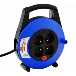 Kompaktowy przedłużacz zwijany VarioLine Box 4 gniazda czarny/niebieski/jasnoszary 5m H05VVF