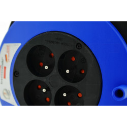 Kompaktowy przedłużacz zwijany VarioLine Box 4 gniazda czarny/niebieski/jasnoszary 5m H05VVF