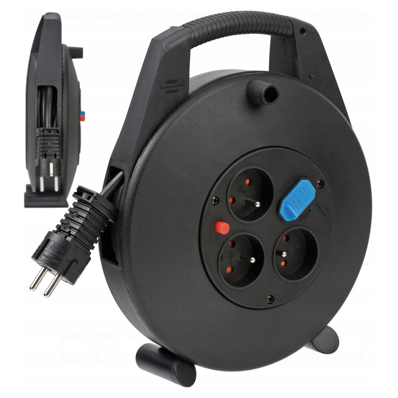 Kompaktowy przedłużacz zwijany VarioLine Box z USB czarny 10m H05VVF 3G1,5 FR/BE BRENNENSTUHL