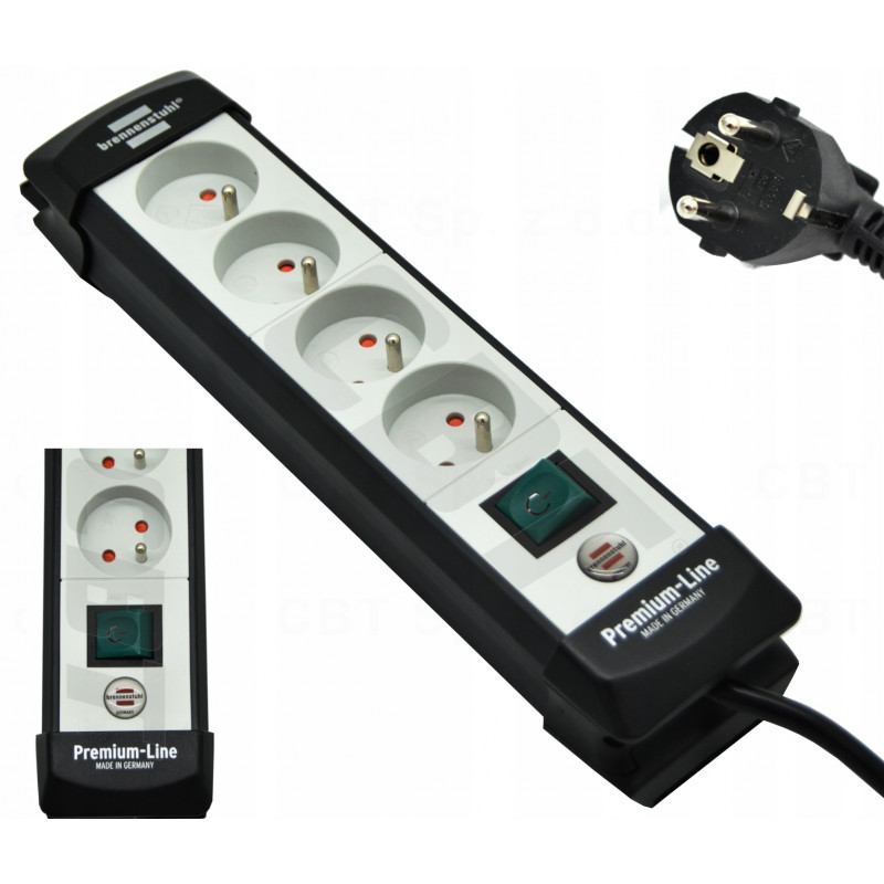 Listwa zasilająca z 4 gniazdami i kablem 1,8 m czarno/szara BRENNENSTUHL