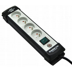 Listwa zasilająca z 4 gniazdami i kablem 1,8 m czarno/szara BRENNENSTUHL