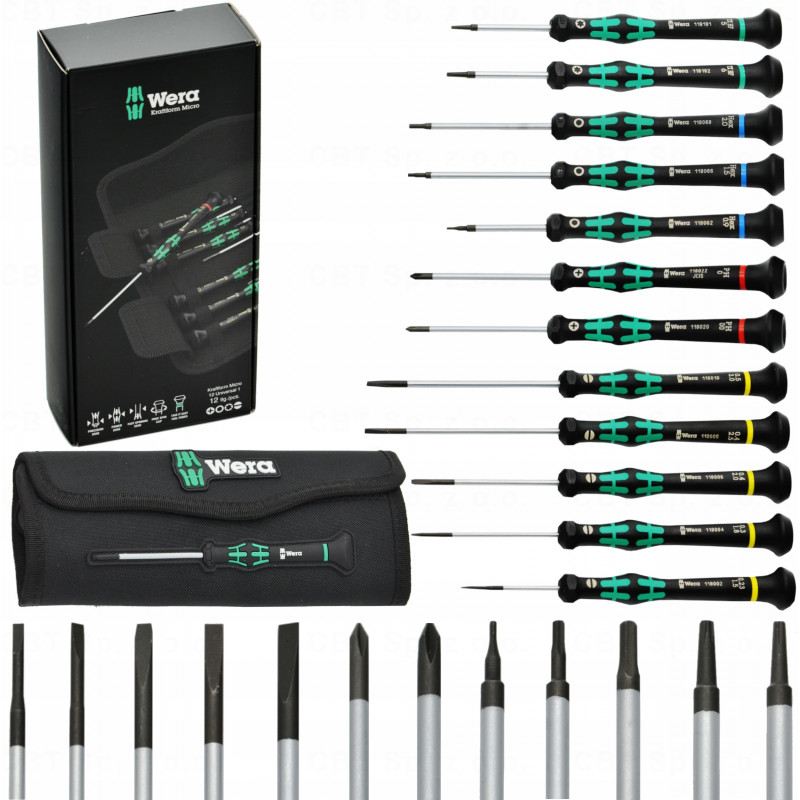 Zestaw wkrętaków precyzyjnych nasadowych 12cz. Kraftform Micro 12 Universal 1 WERA